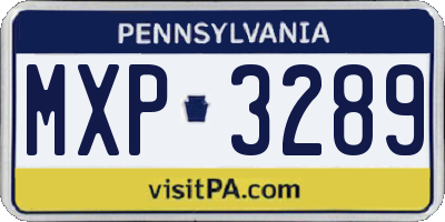 PA license plate MXP3289
