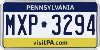 PA license plate MXP3294