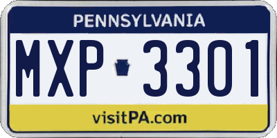 PA license plate MXP3301
