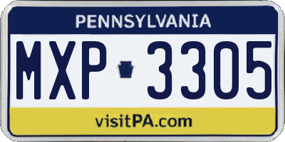 PA license plate MXP3305