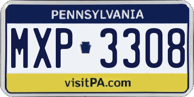 PA license plate MXP3308