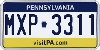 PA license plate MXP3311