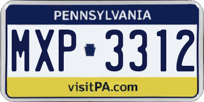 PA license plate MXP3312