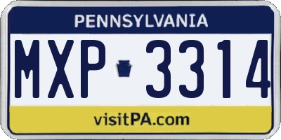 PA license plate MXP3314