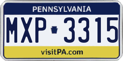 PA license plate MXP3315