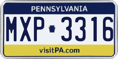PA license plate MXP3316