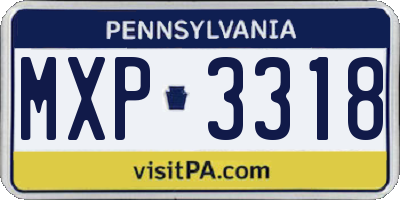 PA license plate MXP3318