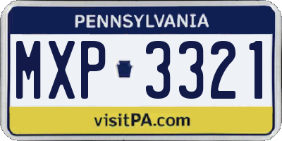 PA license plate MXP3321