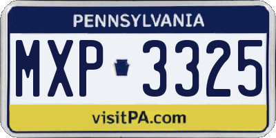 PA license plate MXP3325