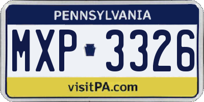 PA license plate MXP3326