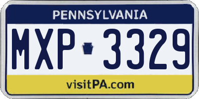 PA license plate MXP3329