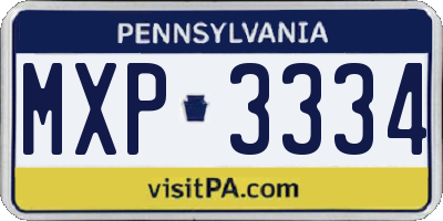 PA license plate MXP3334