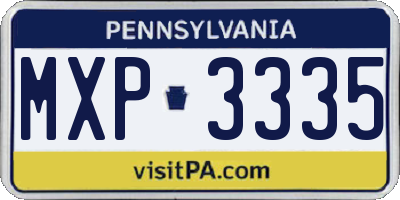 PA license plate MXP3335