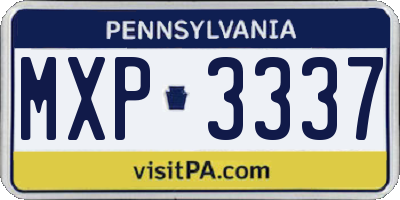 PA license plate MXP3337