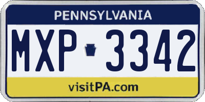PA license plate MXP3342