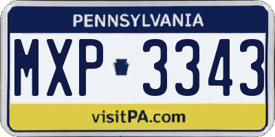 PA license plate MXP3343