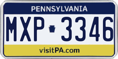 PA license plate MXP3346