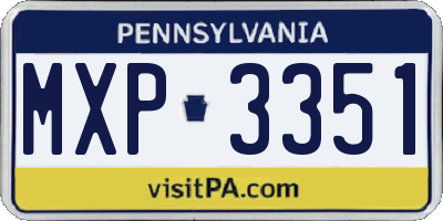 PA license plate MXP3351