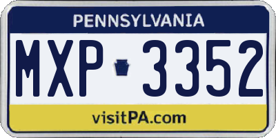 PA license plate MXP3352