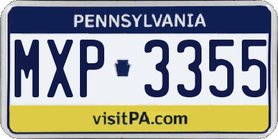 PA license plate MXP3355