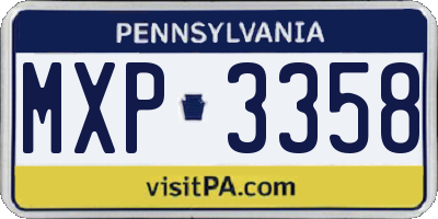 PA license plate MXP3358
