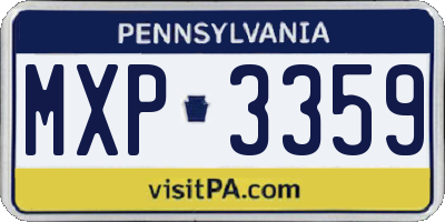 PA license plate MXP3359