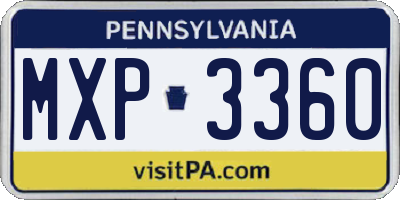 PA license plate MXP3360