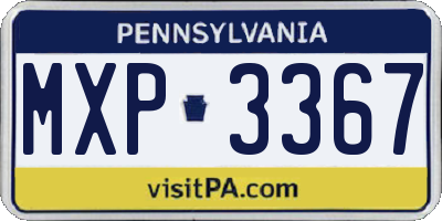 PA license plate MXP3367