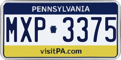 PA license plate MXP3375