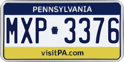 PA license plate MXP3376