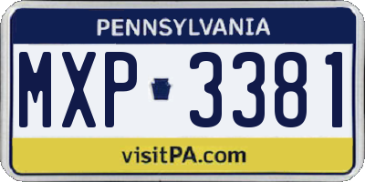 PA license plate MXP3381