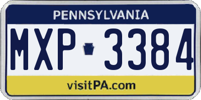 PA license plate MXP3384