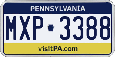 PA license plate MXP3388