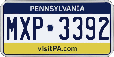 PA license plate MXP3392