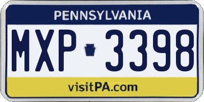PA license plate MXP3398