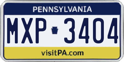 PA license plate MXP3404