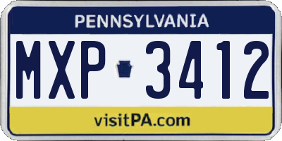 PA license plate MXP3412