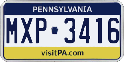PA license plate MXP3416