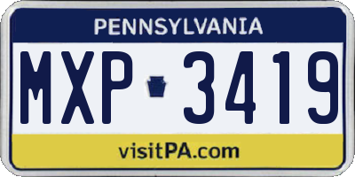PA license plate MXP3419