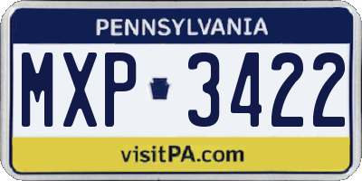 PA license plate MXP3422
