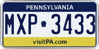 PA license plate MXP3433