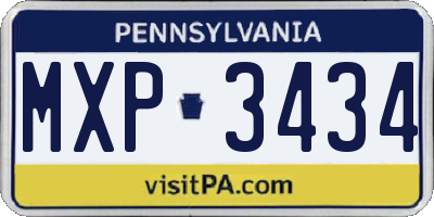 PA license plate MXP3434