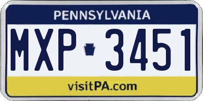PA license plate MXP3451