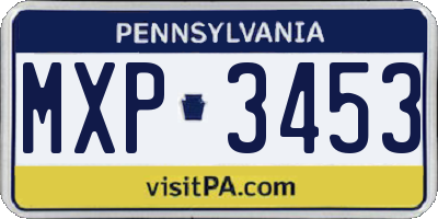 PA license plate MXP3453