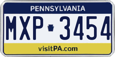 PA license plate MXP3454