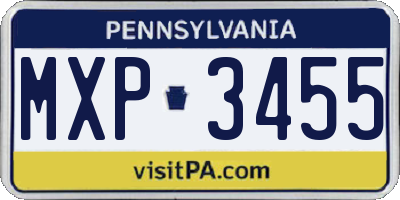 PA license plate MXP3455