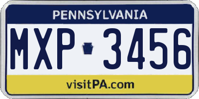 PA license plate MXP3456