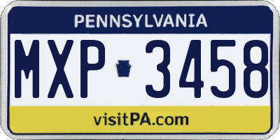 PA license plate MXP3458