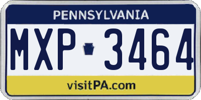 PA license plate MXP3464