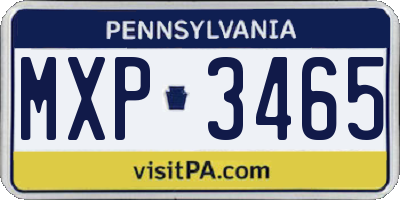 PA license plate MXP3465